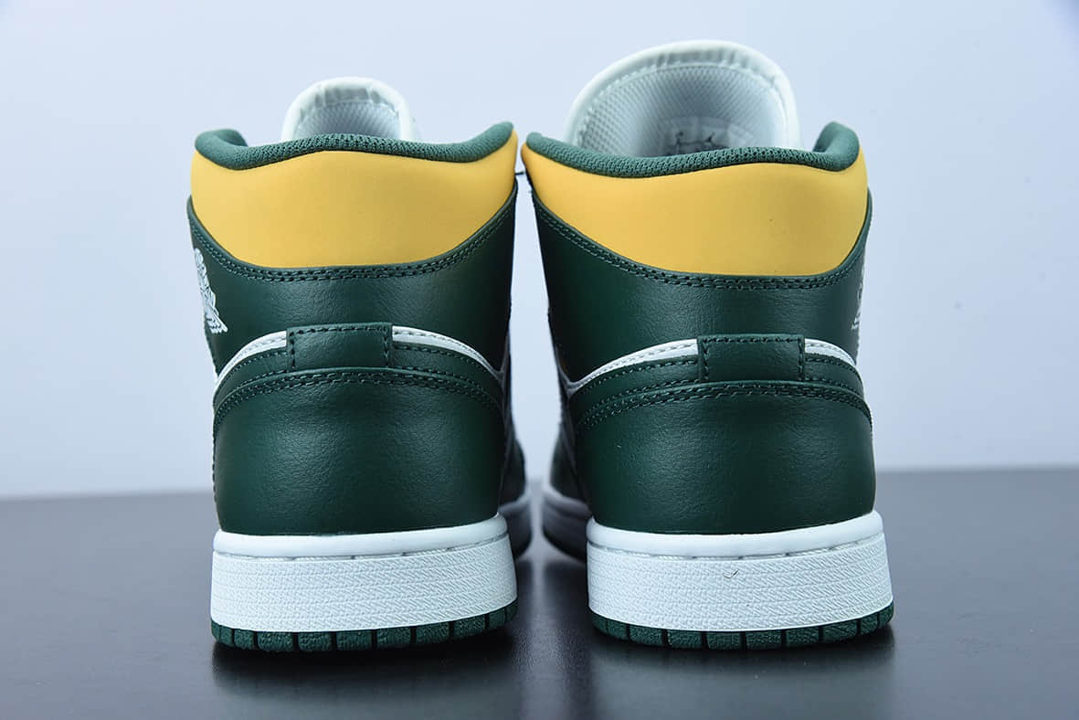 乔丹 Air Jordan 1 Mid Green Yellow AJ 乔1白绿黄西雅图超音速中帮休闲板鞋纯原版本 货号：554724-371