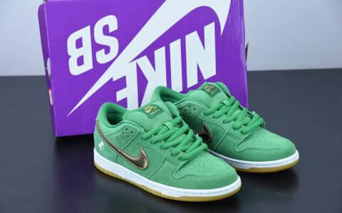 耐克 Nike SB Dunk LowSt. Patrick’s Day凯尔特人绿金四叶草刺绣低帮板鞋纯原版本 货号：BQ6817-303