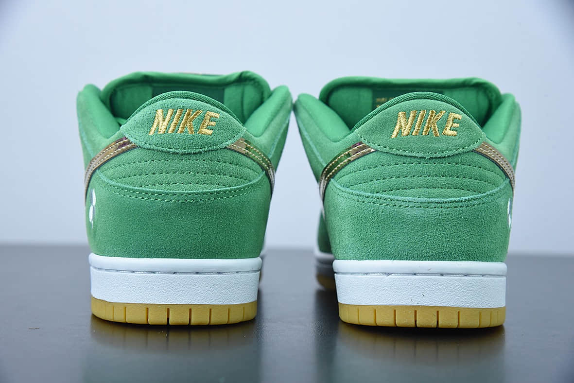 耐克 Nike SB Dunk LowSt. Patrick’s Day凯尔特人绿金四叶草刺绣低帮板鞋纯原版本 货号：BQ6817-303