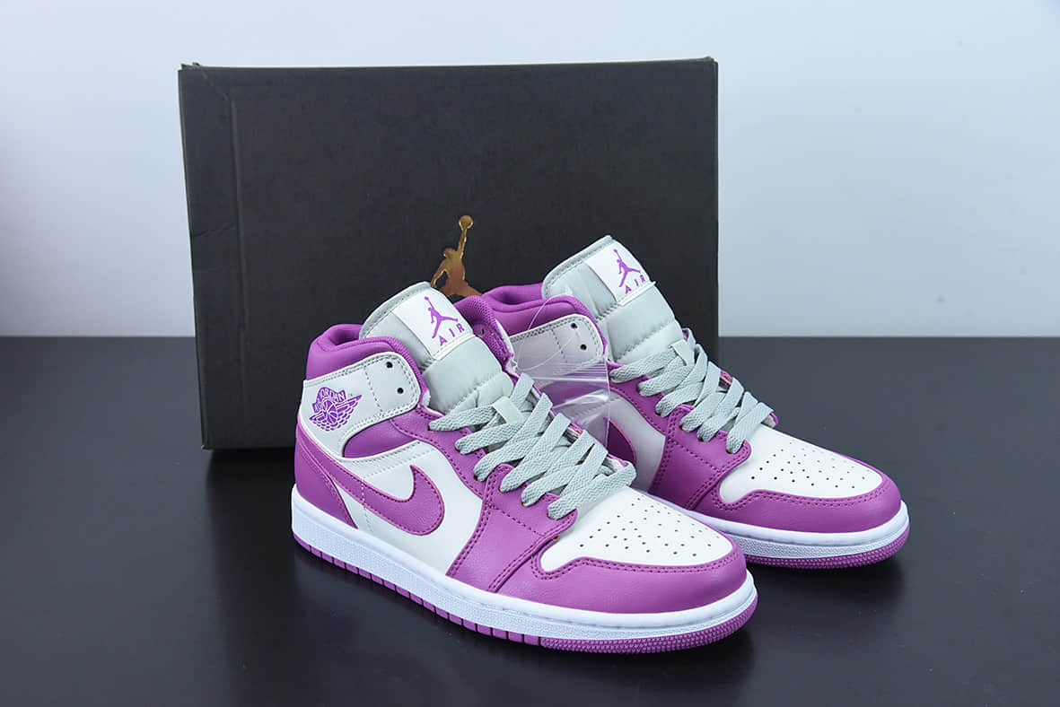 乔丹Air Jordan AJ1 Mid 中帮灰紫爱国紫篮球鞋纯原版本 货号：BQ6472-501