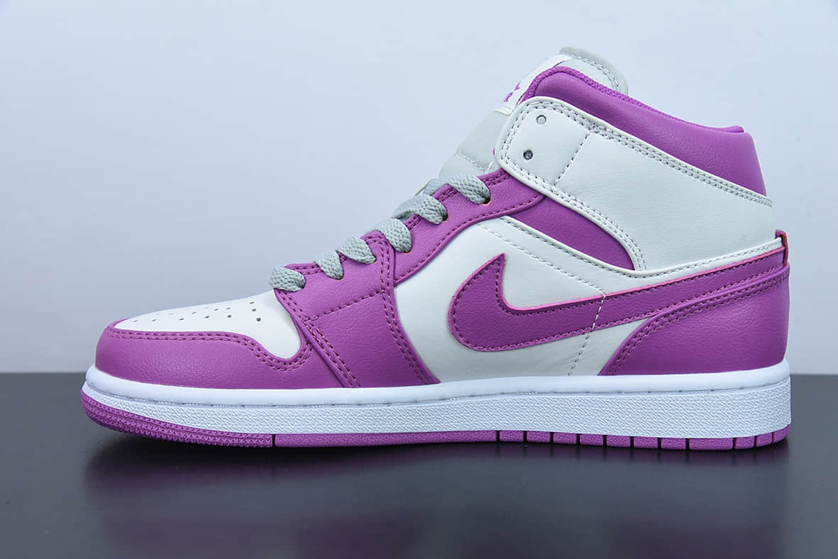 乔丹Air Jordan AJ1 Mid 中帮灰紫爱国紫篮球鞋纯原版本 货号：BQ6472-501