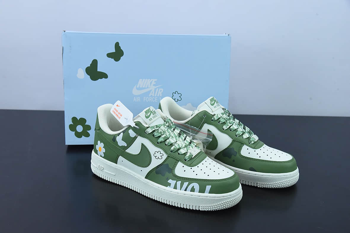 耐克Nike Air Force 1 Low’07 橄榄绿配色二次元主题空军一号低帮休闲板鞋纯原版本 货号：CW2288-662