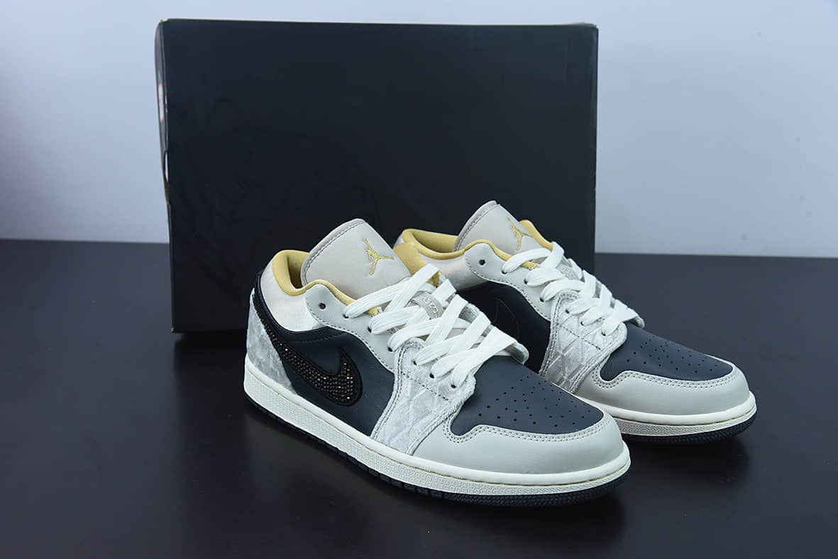乔丹Air Jordan 1 Low AJ1 乔1黑灰绸缎低帮文化篮球鞋纯原版本 货号：DV1762-001