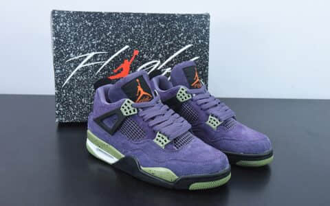 乔丹Air Jordan 4 Retro Bred 紫色麂皮初号机AJ4代中帮复古休闲运动文化篮球鞋纯原版本 货号：AQ9129-500