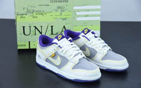 耐克Nike Union x Nk Dunk Low Union紫金湖人缝线网面网格联名款低帮休闲板鞋纯原版本 货号：DJ9649-500