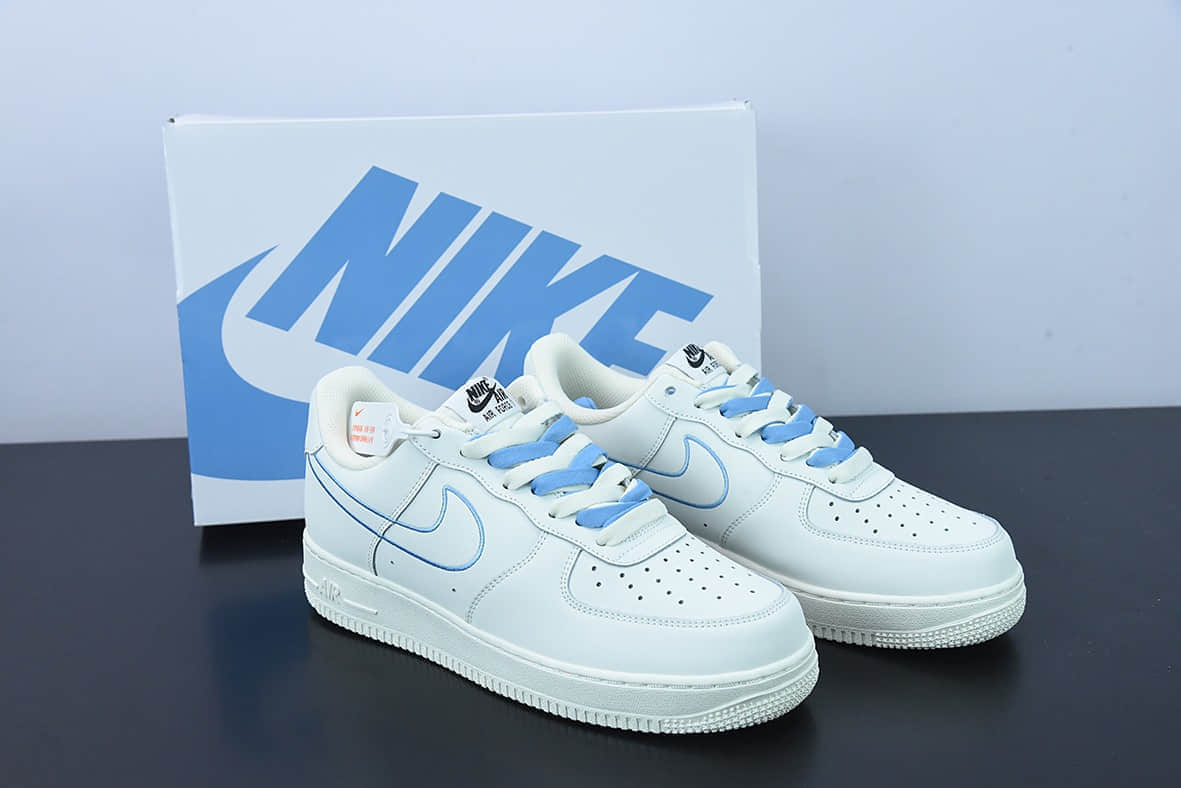 耐克 Nike Air Force 1'07 Low 蓝色电绣勾空军一号低帮休闲板鞋纯原版本 货号：CL6326-118