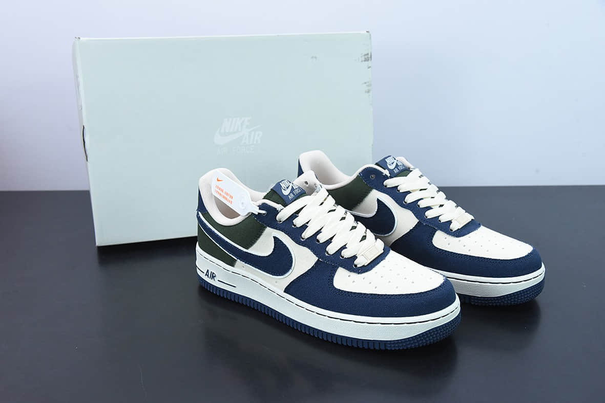 耐克NIke Air Force 1 '07 米绿蓝3M反光空军一号低帮休闲板鞋纯原版本 货号：315122-661