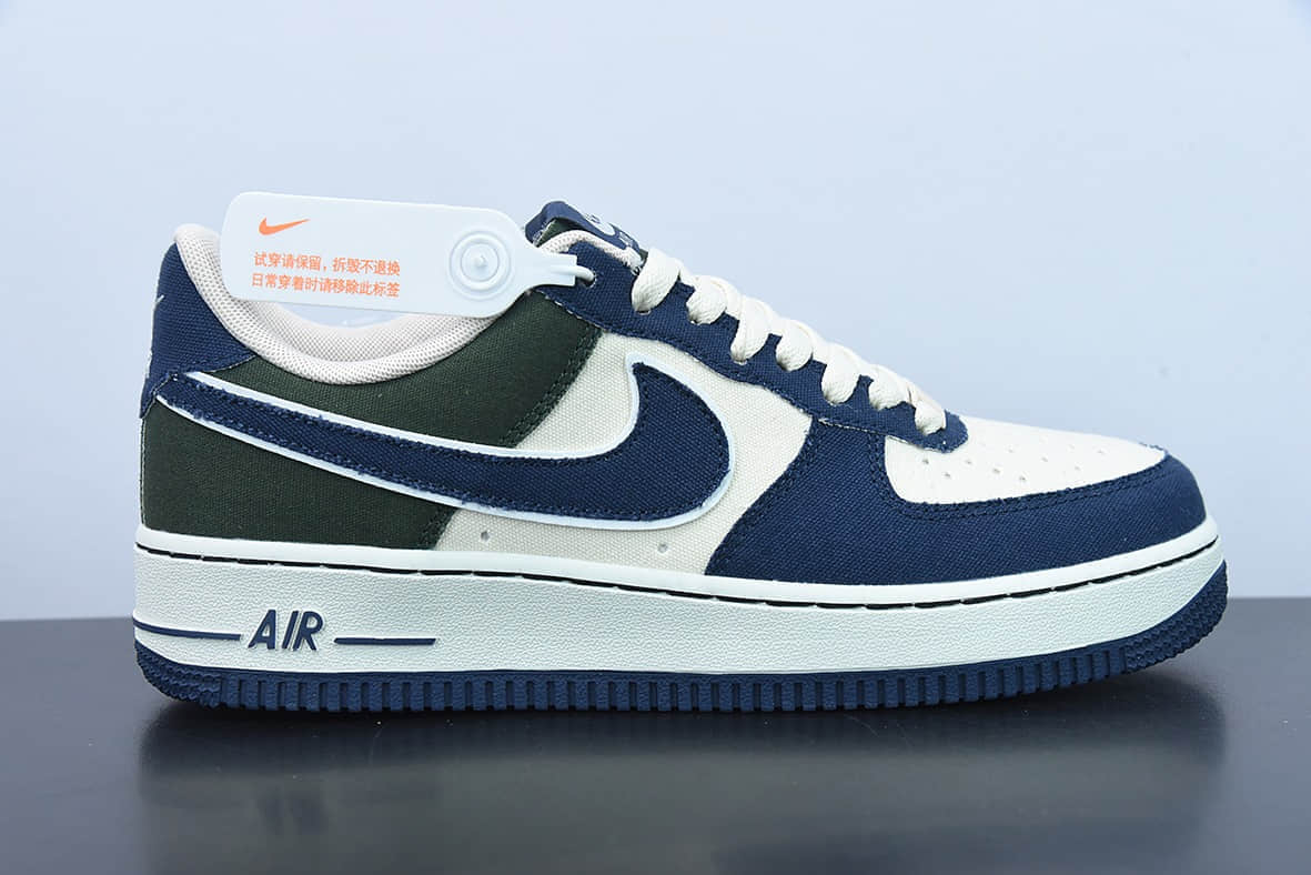 耐克NIke Air Force 1 '07 米绿蓝3M反光空军一号低帮休闲板鞋纯原版本 货号：315122-661