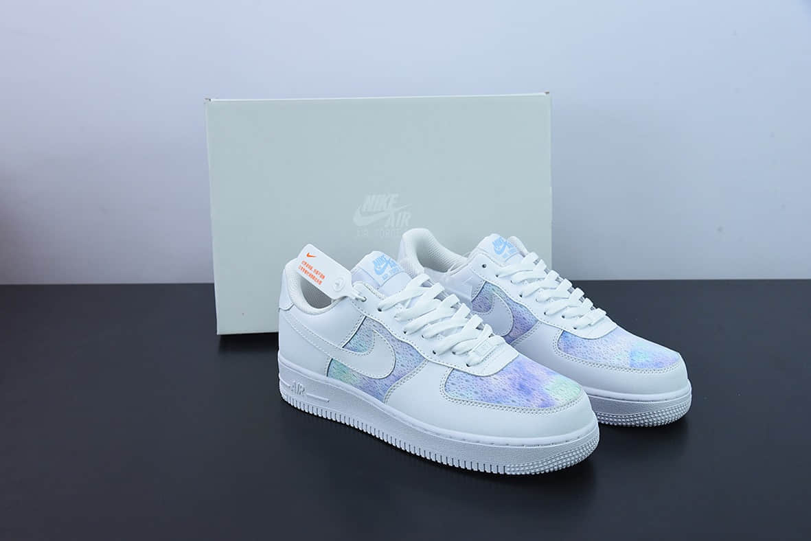 耐克Nike Air Force 1 AF1白紫扎染薰衣草紫渐变空军一号低帮休闲板鞋纯原版本 货号：CH3512-003