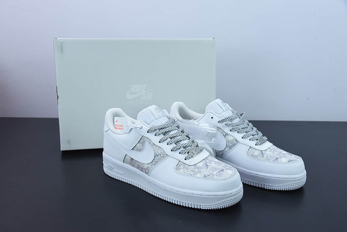 耐克Nike Air Force 1 AF1 白灰扎染满天星空军一号低帮休闲板鞋纯原版本 货号：CH3512-004