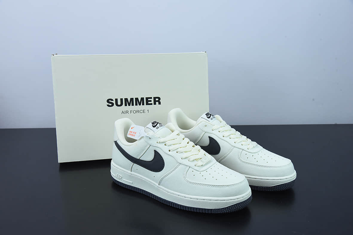 耐克NIke Air Force 1 '07 米深灰3M反光版空军一号低帮休闲板鞋纯原版本 货号：DG2296-007