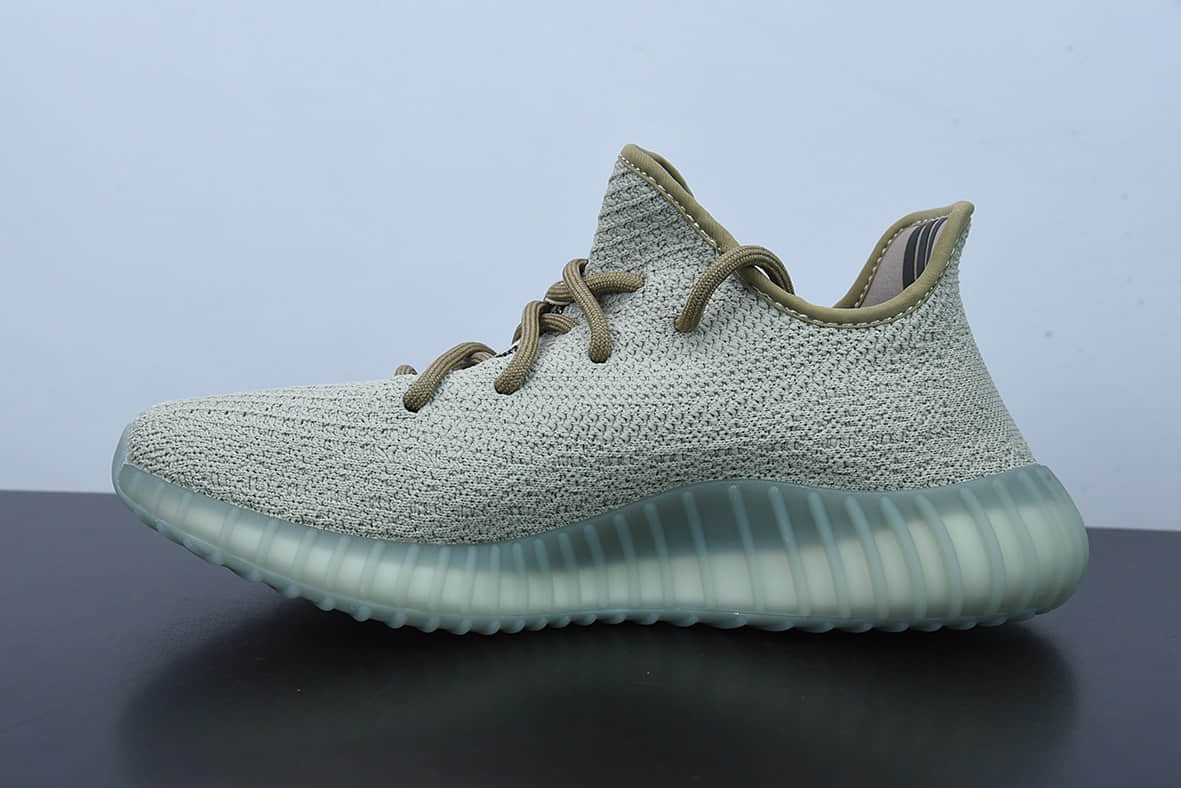 阿迪达斯Adidas BOOST yeezy 350 V2 椰子2.0系列棕绿配色巴斯夫跑鞋纯原版本 货号：FZ1268