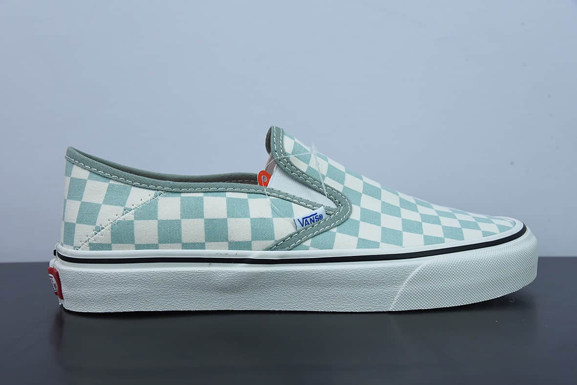 万斯Vans Slip-On奶绿色棋盘格日系复古男女鞋帆布鞋纯原版本 货号：VN0A5HYQB80