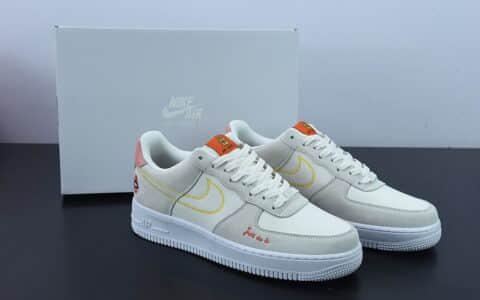 耐克Nike Air Force 1 AF1浅灰白口红刺绣空军一号低帮休闲板鞋纯原版本 货号：DQ7656-100