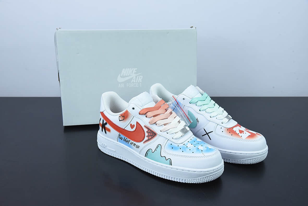 耐克Nike Air Force 1 Low’07 小丑涂鸦配色二次元主题空军一号低帮休闲板鞋纯原版本 货号：CW2288-111