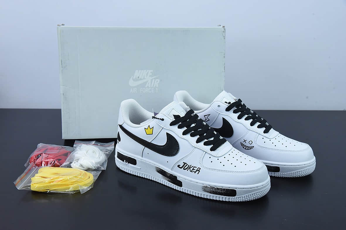 耐克Nike Air Force 1 '07 LowWhiteBlackGraffiti白黑扑克牌涂鸦小权志龙”空军一号低帮休闲板鞋纯原版本 货号：315122-111