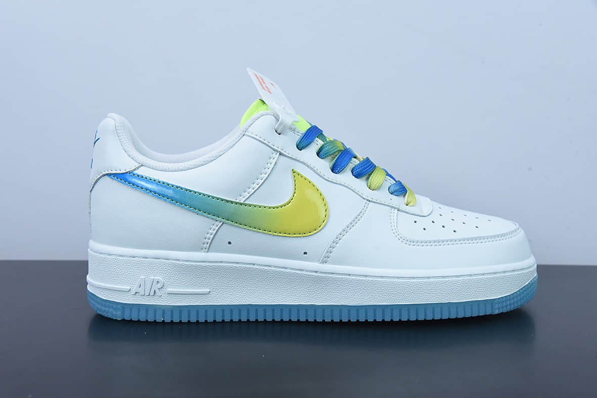 耐克Nike Air Force 1 Low '07 白蓝黄渐变冰柠檬配色空军一号低帮休闲板鞋纯原版本 货号：TO1232-111