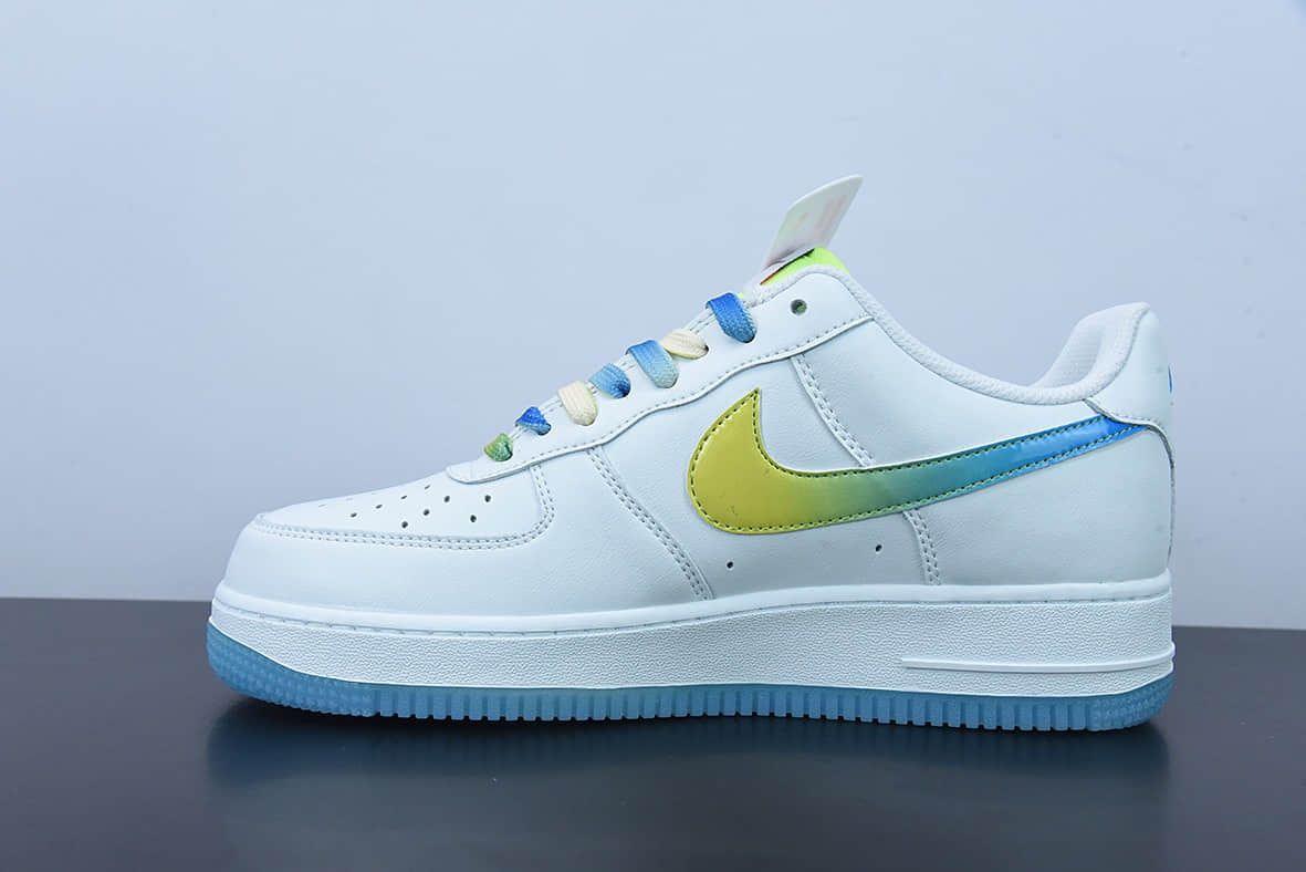 耐克Nike Air Force 1 Low '07 白蓝黄渐变冰柠檬配色空军一号低帮休闲板鞋纯原版本 货号：TO1232-111