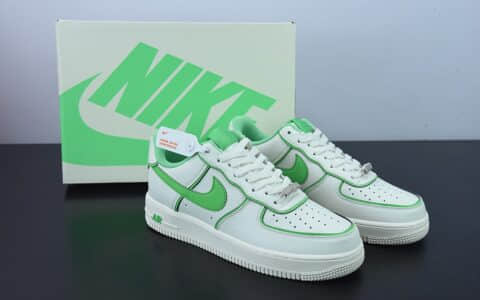 耐克Nike Air Force 1米白绿炫彩“夜魔侠” 空军一号低帮休闲运动板鞋纯原版本 货号：UH8958-022