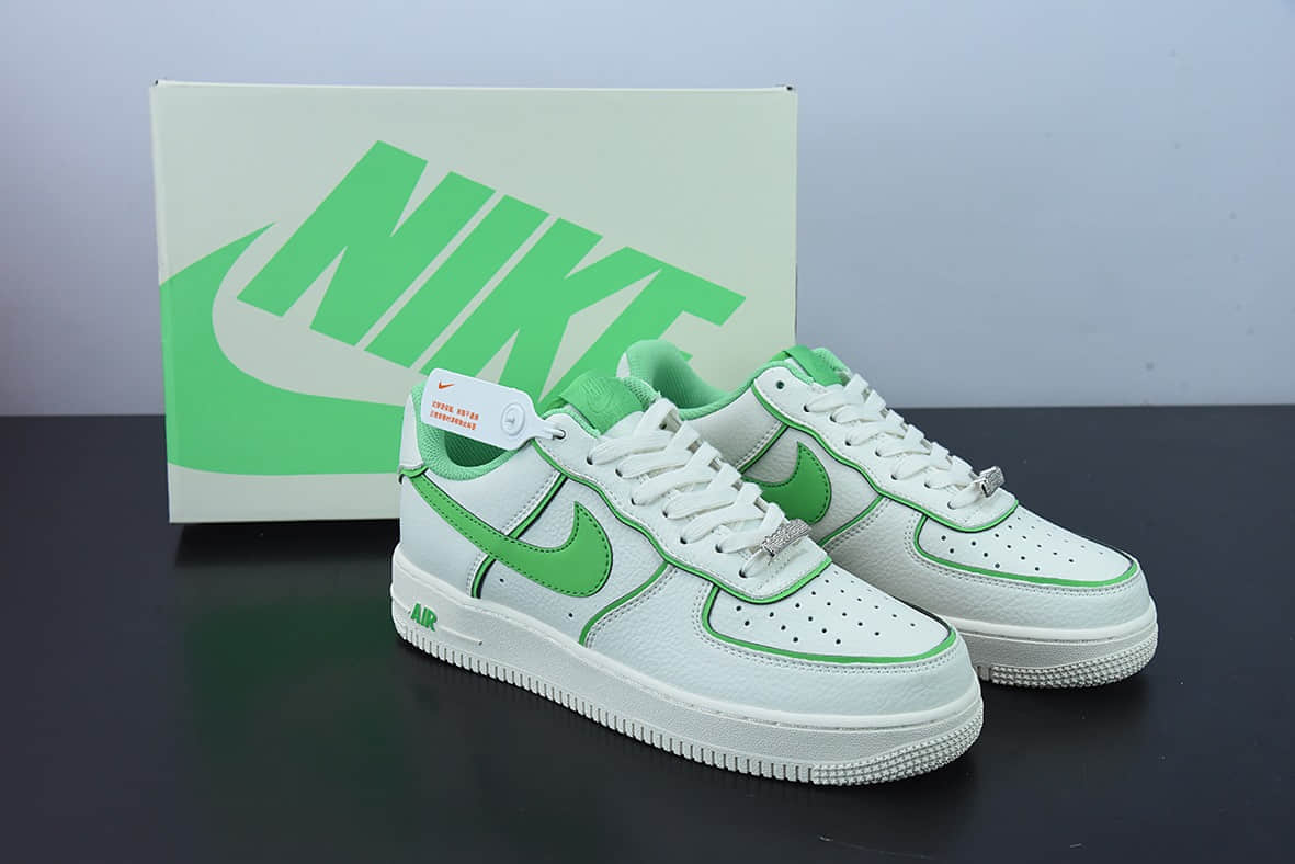 耐克Nike Air Force 1米白绿炫彩“夜魔侠” 空军一号低帮休闲运动板鞋纯原版本 货号：UH8958-022