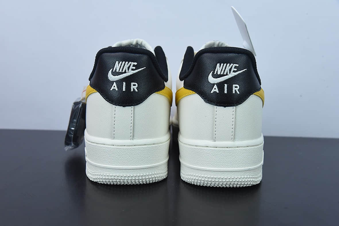 耐克Nike Air Force 1 Low 米白黄拼接米黑金空军一号低帮运动休闲板鞋纯原版本 货号：DD3117-100