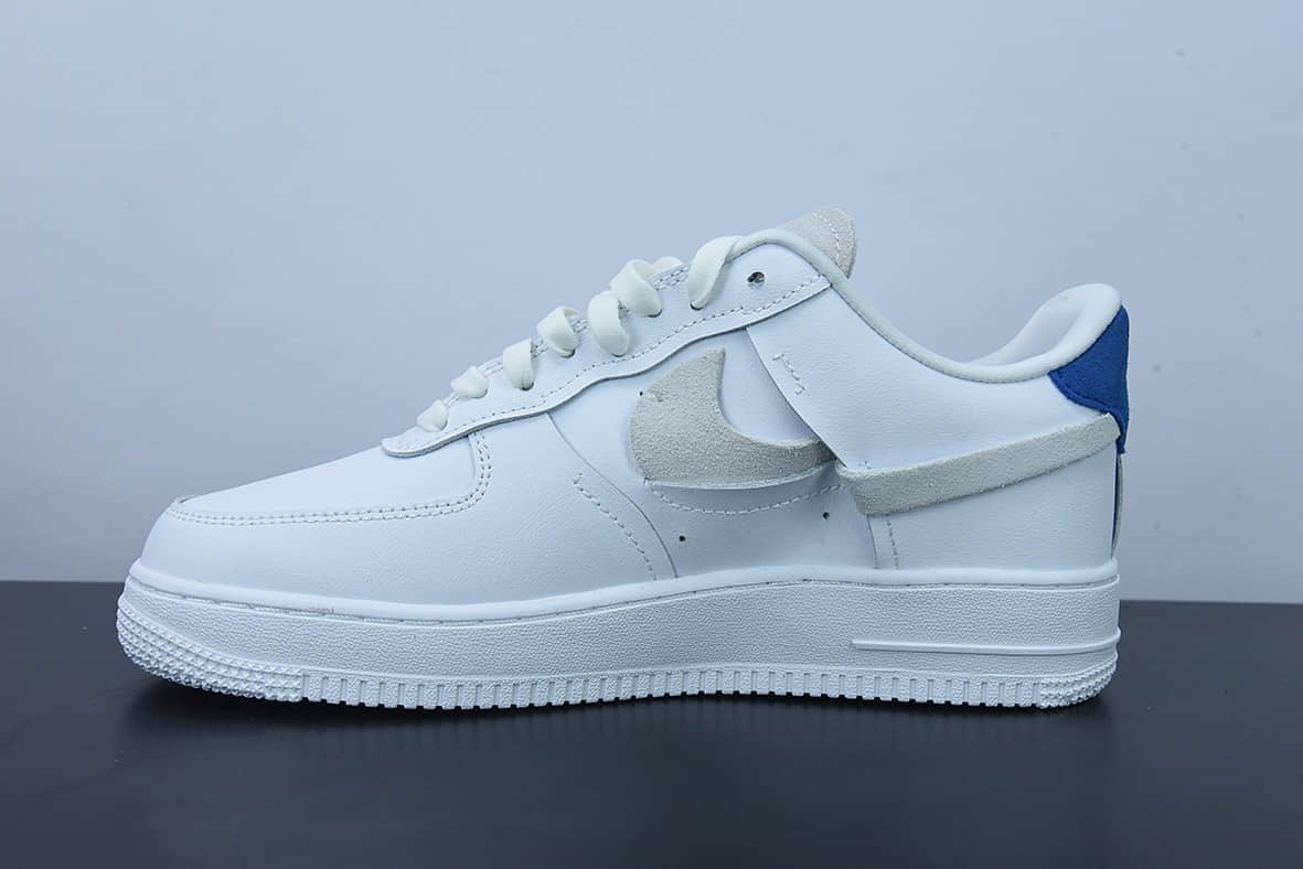 耐克Nike Air Force 1 '07 LXVandalized Sail白皮断钩蓝橙尾”解构空军一号经典低帮百搭休闲运动板鞋纯原版本 货号：898889-103