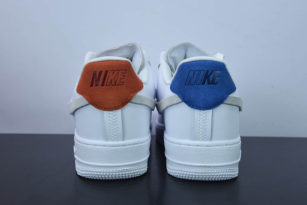 耐克Nike Air Force 1 '07 LXVandalized Sail白皮断钩蓝橙尾”解构空军一号经典低帮百搭休闲运动板鞋纯原版本 货号：898889-103