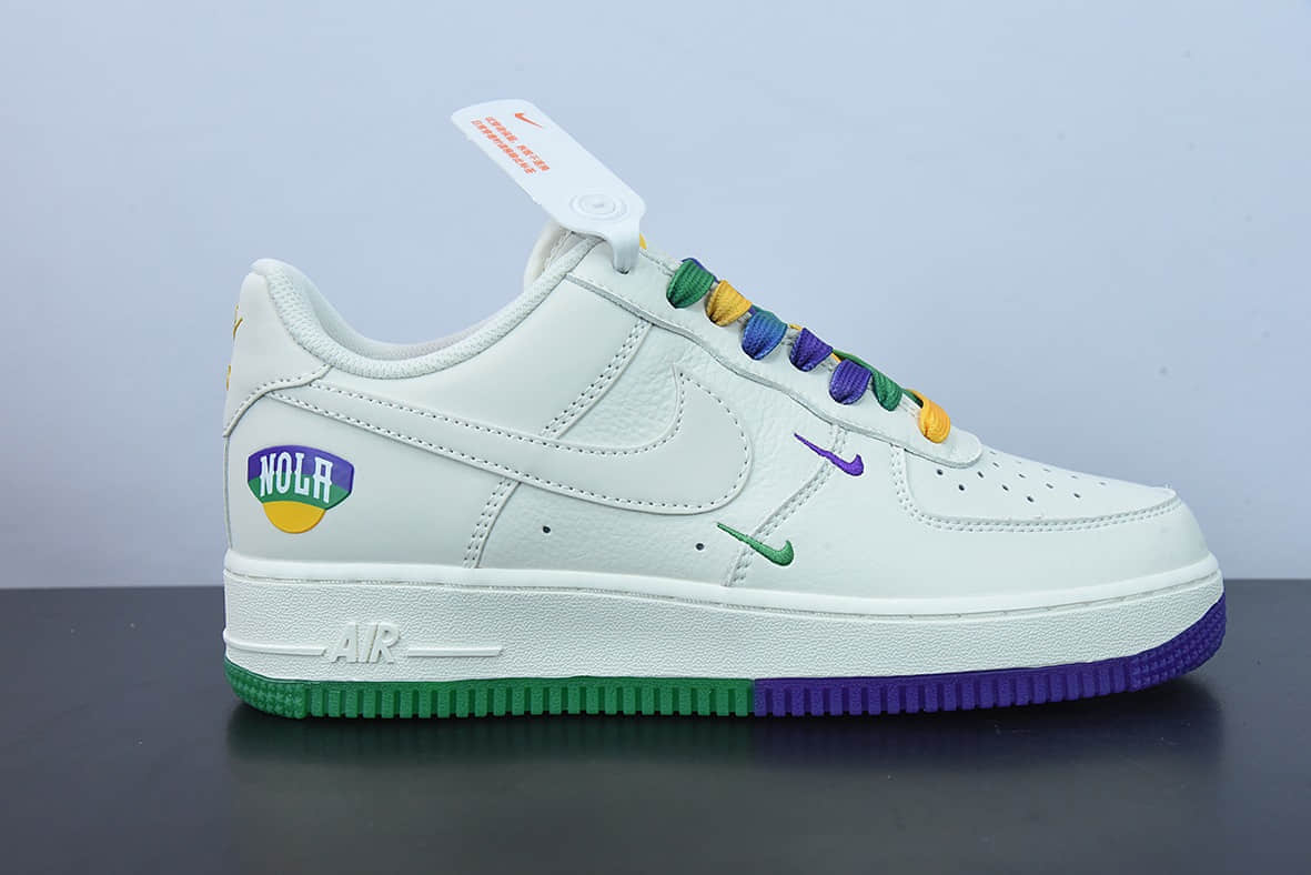 耐克Nike Air Force 1 “新奥尔良鹈鹕队白紫绿” 空军一号低帮休闲运动板鞋纯原版本 货号：TF8896-303