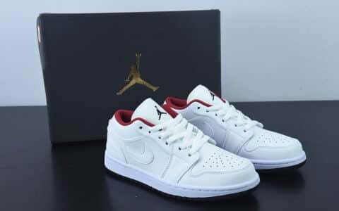 乔丹Air Jordan 1 Low GSWhiteRedBlackAJ1白酒红黑低帮复古篮球鞋纯原版本 货号：553560-164