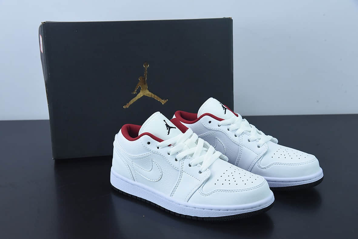 乔丹Air Jordan 1 Low GSWhiteRedBlackAJ1白酒红黑低帮复古篮球鞋纯原版本 货号：553560-164