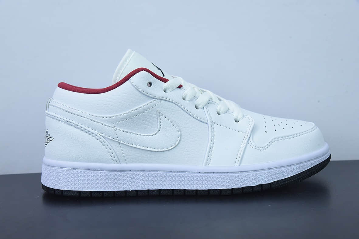 乔丹Air Jordan 1 Low GSWhiteRedBlackAJ1白酒红黑低帮复古篮球鞋纯原版本 货号：553560-164