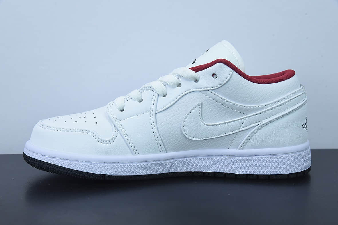 乔丹Air Jordan 1 Low GSWhiteRedBlackAJ1白酒红黑低帮复古篮球鞋纯原版本 货号：553560-164