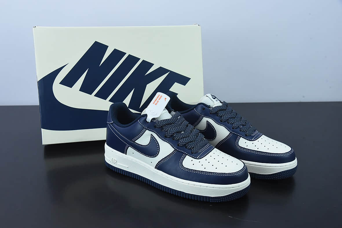 耐克Nike Air Force 1'07 Low 米深蓝马克线满天星配色空军一号低帮休闲板鞋纯原版本 货号：SG6928-698