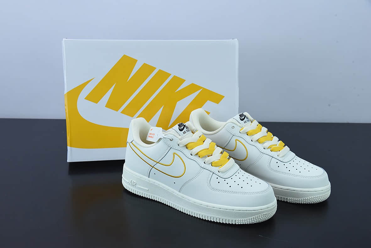 耐克Nike Air Force 1'07 Low 米黄电绣勾空军一号低帮休闲板鞋纯原版本 货号：CL6326-168