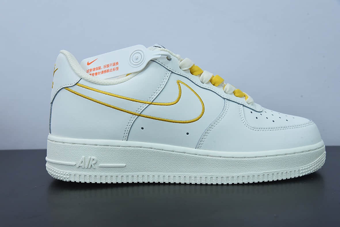 耐克Nike Air Force 1'07 Low 米黄电绣勾空军一号低帮休闲板鞋纯原版本 货号：CL6326-168