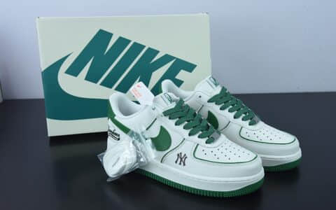 耐克Nike MLB x Nike Air Force 1 '07 Low NY白绿印花联名款空军一号低帮休闲板鞋纯原版本 货号：BS8806-533