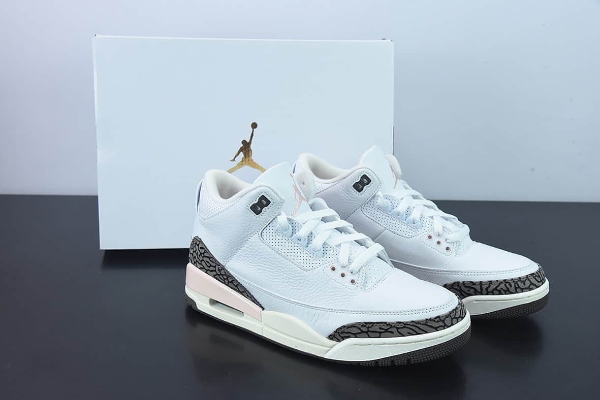 乔丹Air Jordan 3 Atmosphere AJ3 乔3白粉“樱花粉中帮篮球鞋纯原版本 货号：CK9246-102