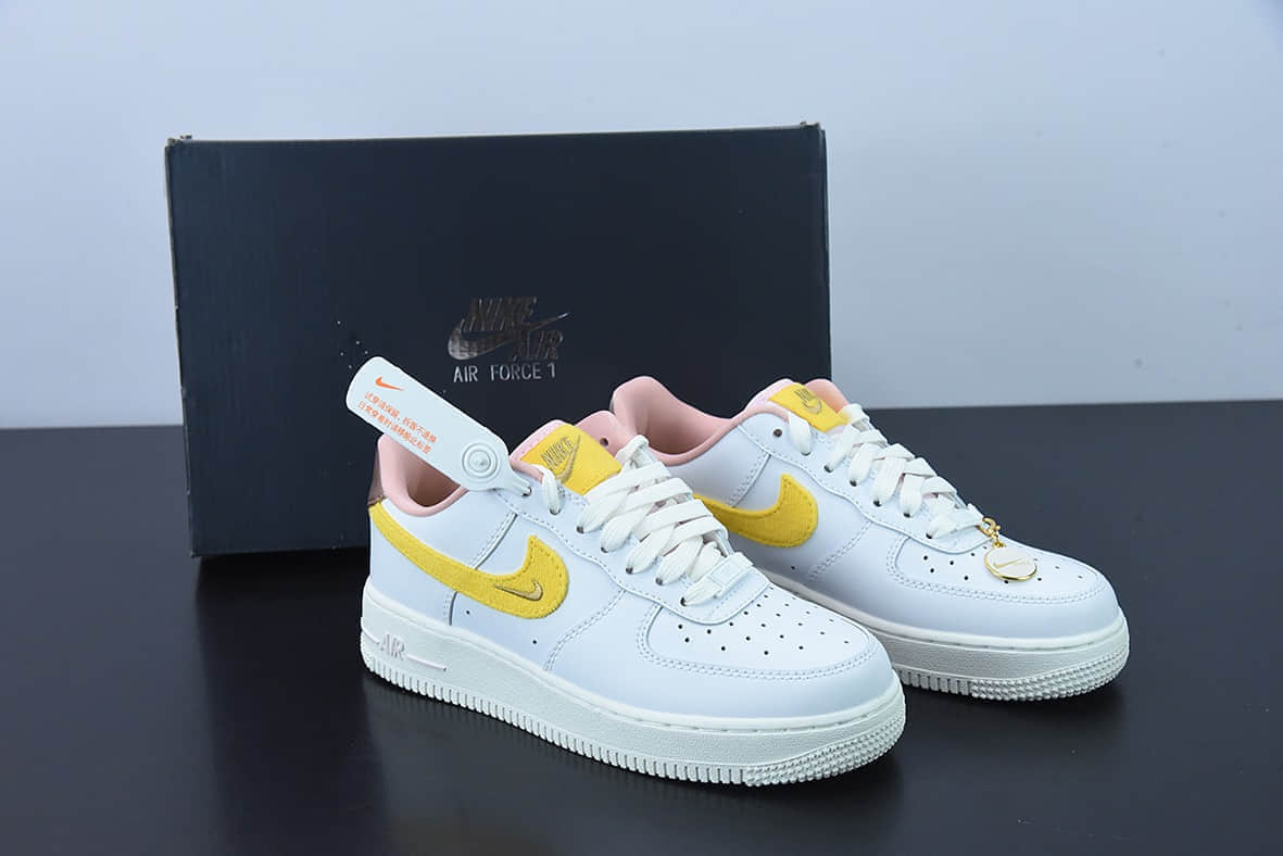 耐克Nike Air Force 1 Low 白黄迷你勾空军一号低帮休闲板鞋纯原版本 货号：DV2183-100