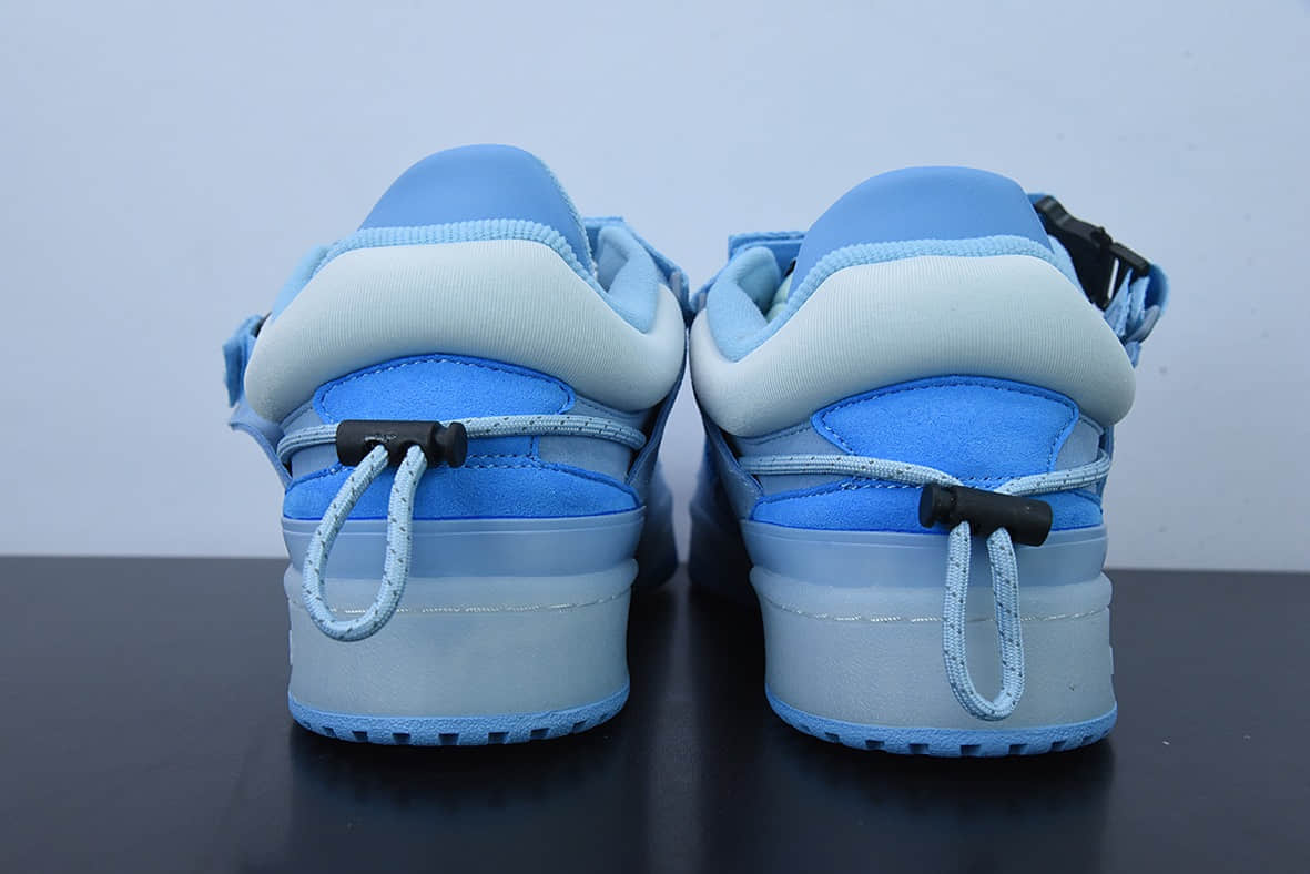 阿迪达斯Adidas Bad Bunny x AD Forum Buckle LowPink Easter Egg罗马系列机能搭扣“果冻蓝蓝兔低帮休闲板鞋纯原版本 货号：GY9693