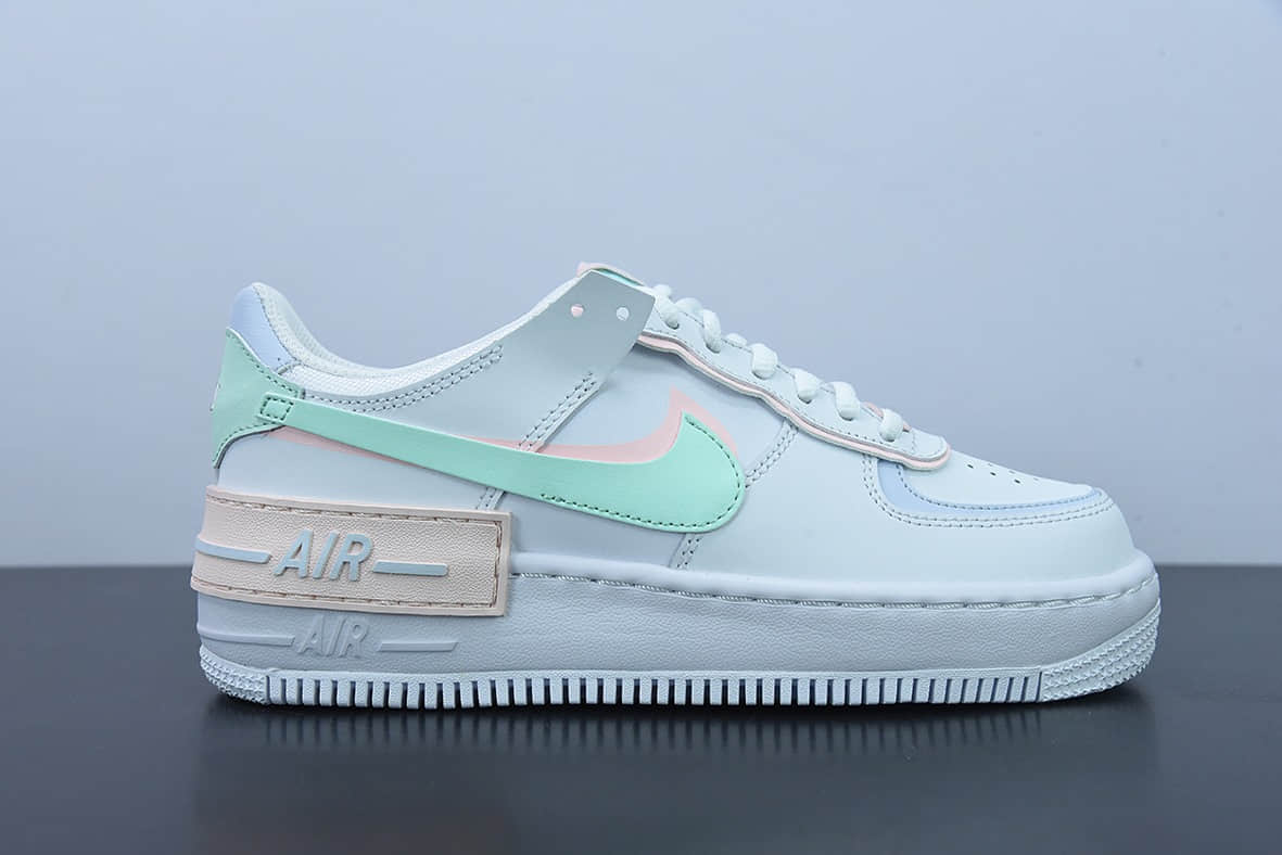 耐克 Nike Air Force 1 '07 Low “白粉绿”拼接马卡龙空军一号低帮休闲板鞋纯原版本 货号：CI0919-117