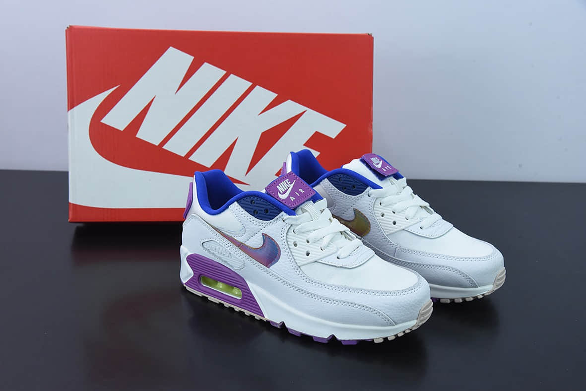 耐克Nike Air Max 90 白紫复古气垫百搭休闲运动慢跑鞋纯原版本 货号：CJ0623-100