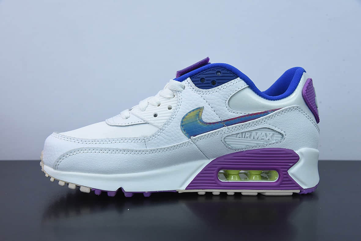 耐克Nike Air Max 90 白紫复古气垫百搭休闲运动慢跑鞋纯原版本 货号：CJ0623-100