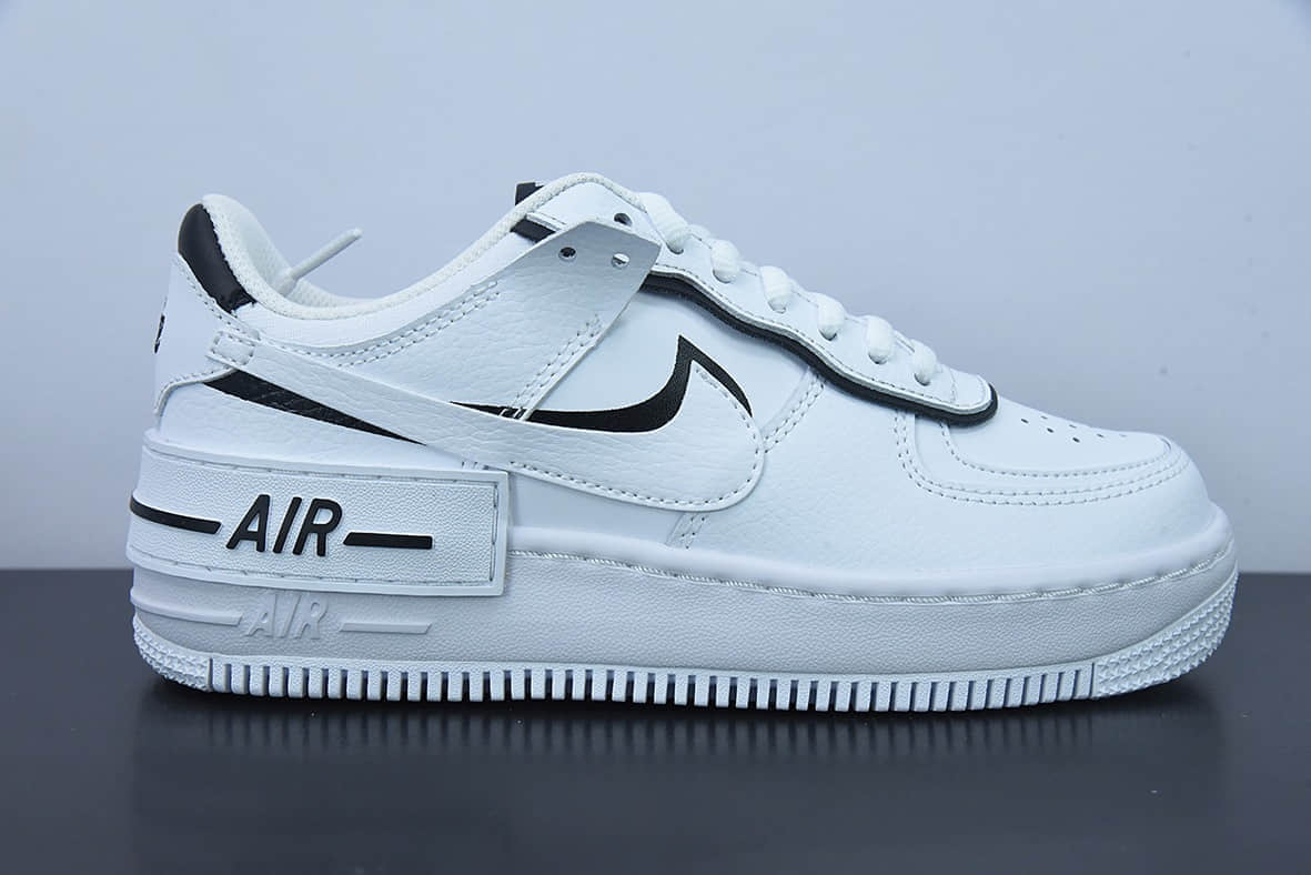 耐克Nike WMNS Air Force 1 Shadow黑白双钩全新少女系解构主义设计空军一号马卡龙低帮休闲板鞋纯原版本 货号：CI0919-001