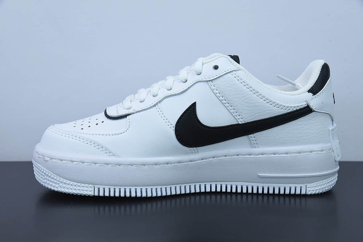 耐克Nike WMNS Air Force 1 Shadow黑白双钩全新少女系解构主义设计空军一号马卡龙低帮休闲板鞋纯原版本 货号：CI0919-001