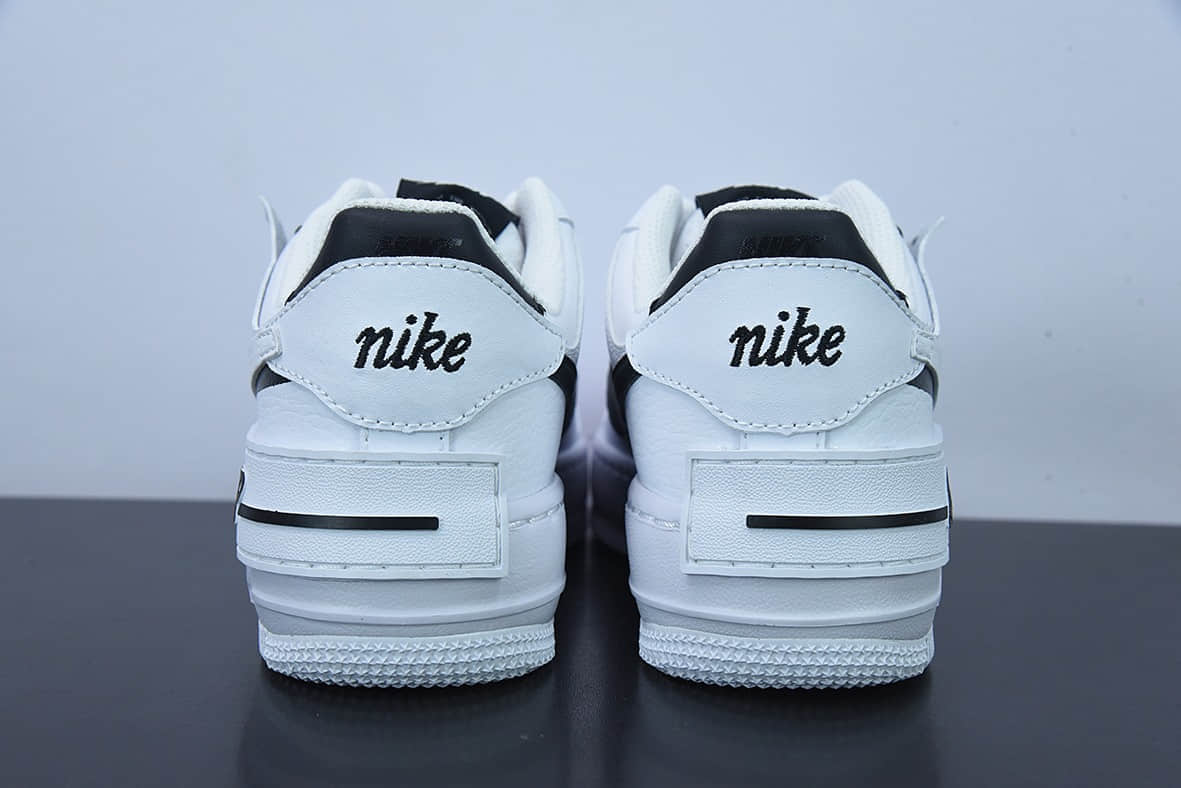 耐克Nike WMNS Air Force 1 Shadow黑白双钩全新少女系解构主义设计空军一号马卡龙低帮休闲板鞋纯原版本 货号：CI0919-001