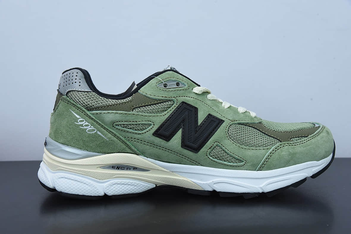 新百伦New BalanceJJJJound x New Balance 990V3 联名款黑绿反光经典复古休闲运动百搭老爹跑步鞋纯原版本 货号：M990JD3