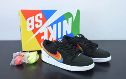 耐克Nike Polaroid ✘ NK SB Dunk Low 黑彩虹宝丽来相机联名款低帮休闲板鞋纯原版本 货号：DH7722-001