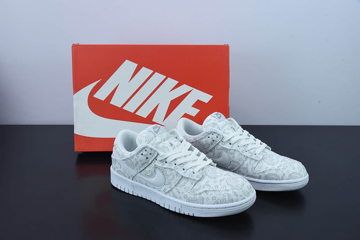 耐克Nike Dunk Low SB 「White Paisley」白色腰果花帆布款低帮滑板鞋纯原版本 货号：DJ9955-100