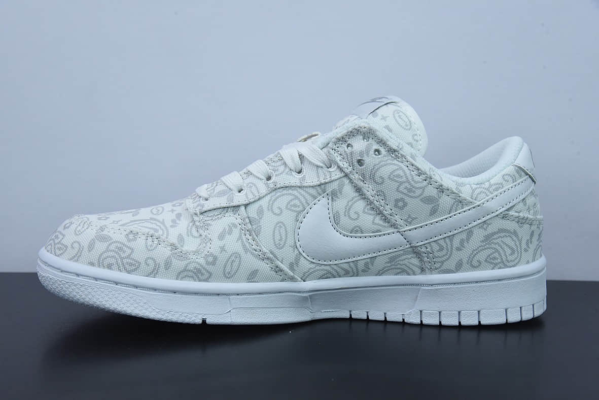 耐克Nike Dunk Low SB 「White Paisley」白色腰果花帆布款低帮滑板鞋纯原版本 货号：DJ9955-100