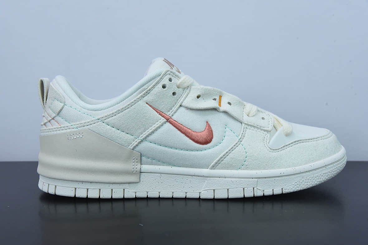 耐克Nike Wmns Dunk Low Disrupt 2Pale Ivory解构米白粉双钩轻量扣篮破坏二代系列全新解构风低帮休闲运动滑板板鞋纯原版本 货号：DH4402-100